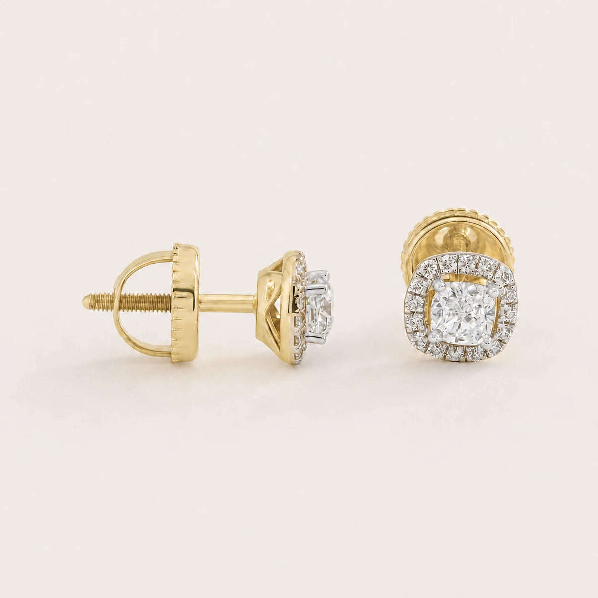 Aureate Halo Diamond Earrings