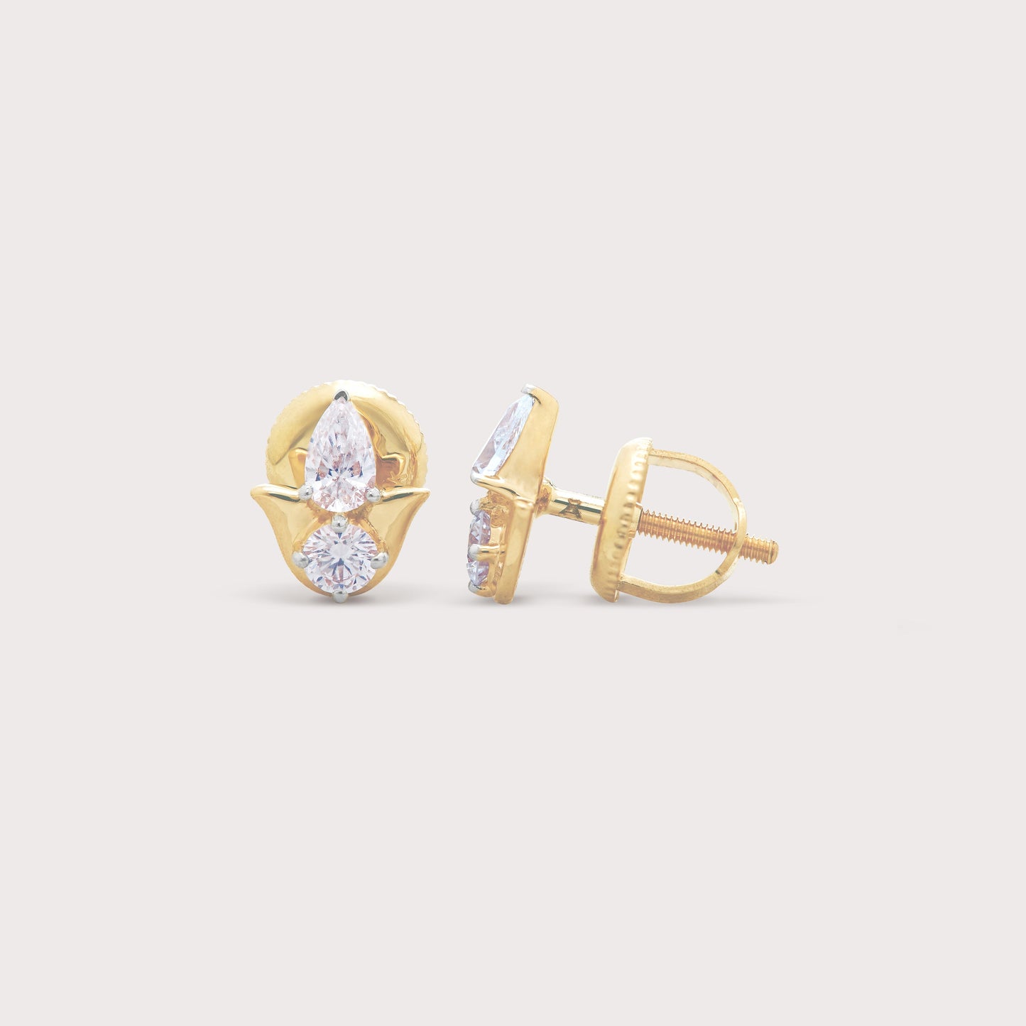Pear & Round Diamond Studs