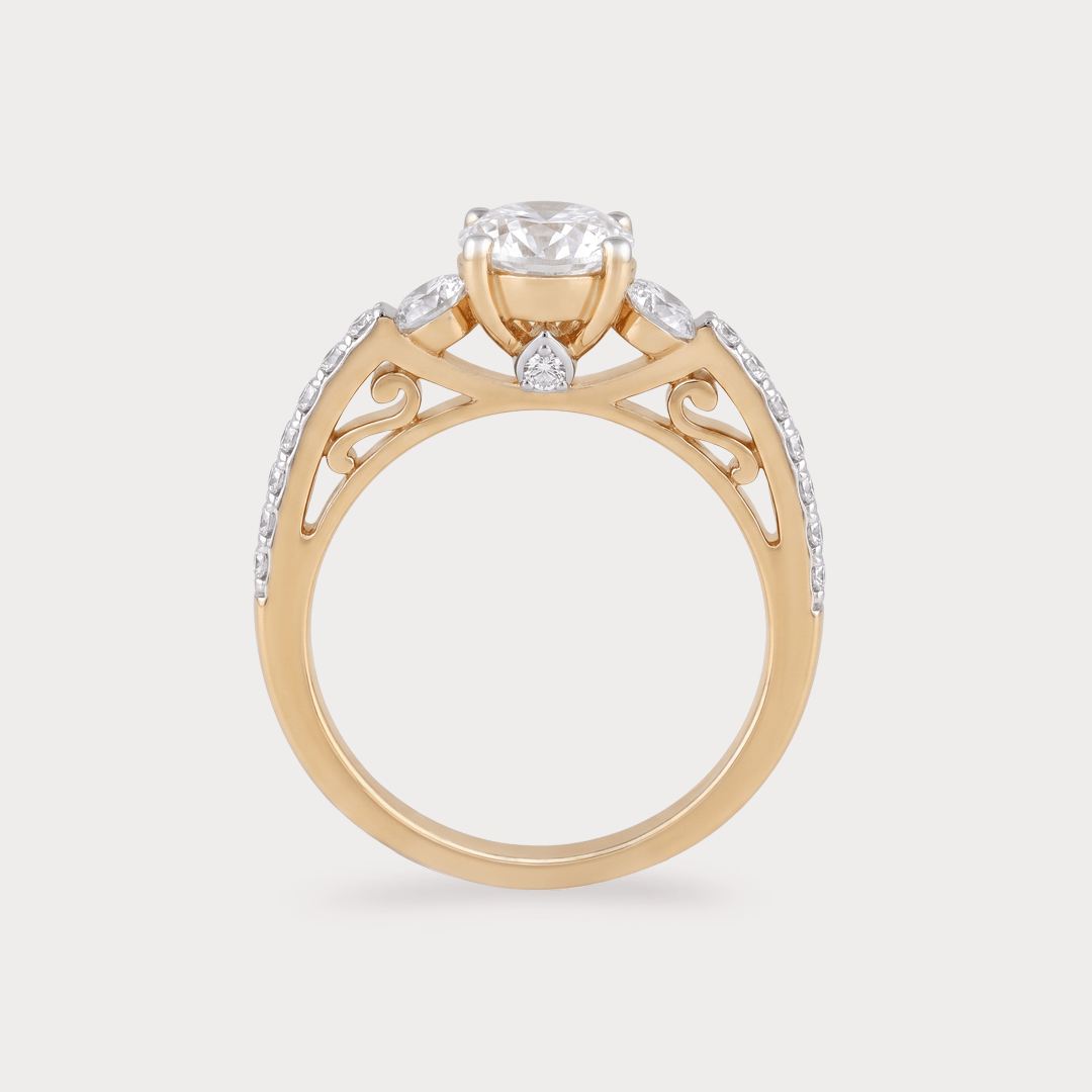 Ivory Petal Glow Solitaire Diamond Ring