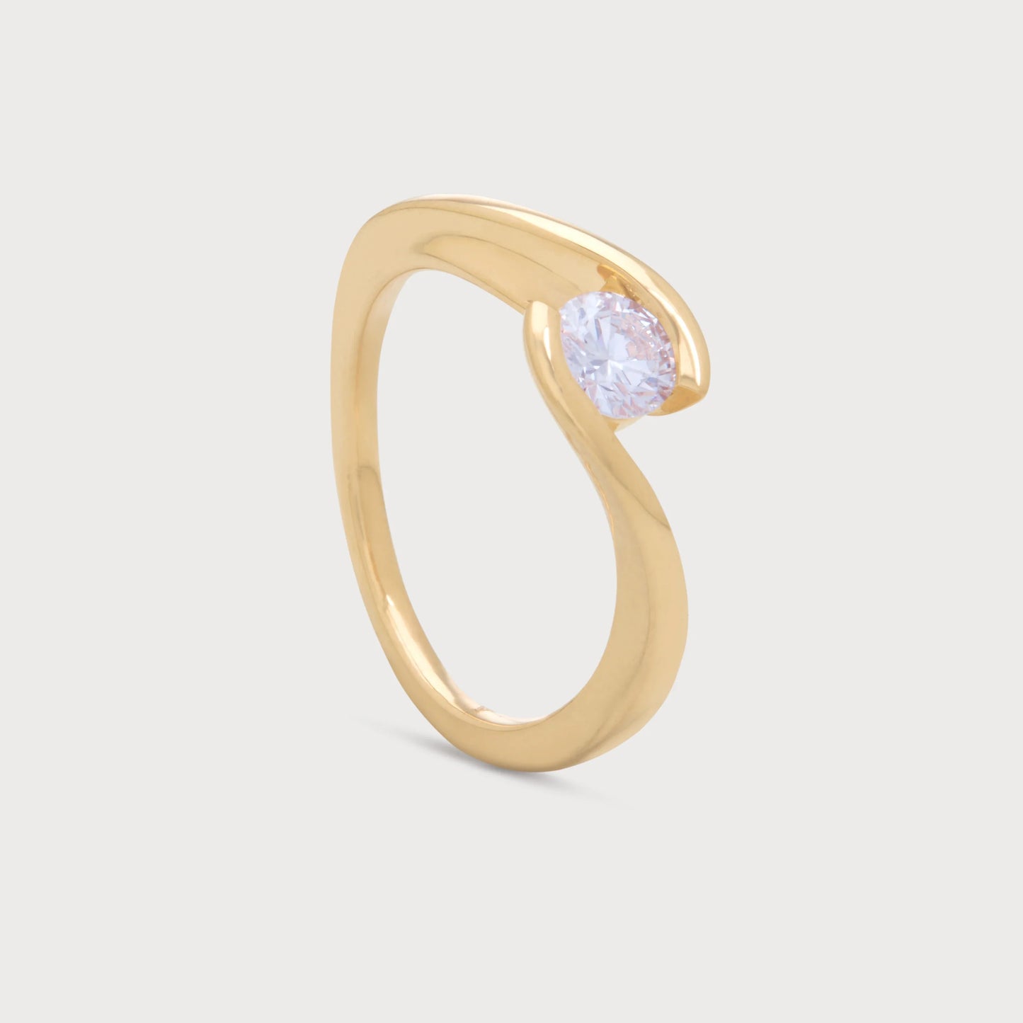 The Enfold Ring - Yellow gold solitaire diamond ring with an enfolding design, ideal for women's diamond jewellery.