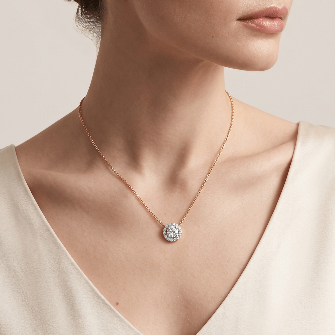 Hollowbrook Halo Diamond Pendant Chain