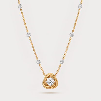 Promise Knot Rayonnante Pendant Diamond Necklace