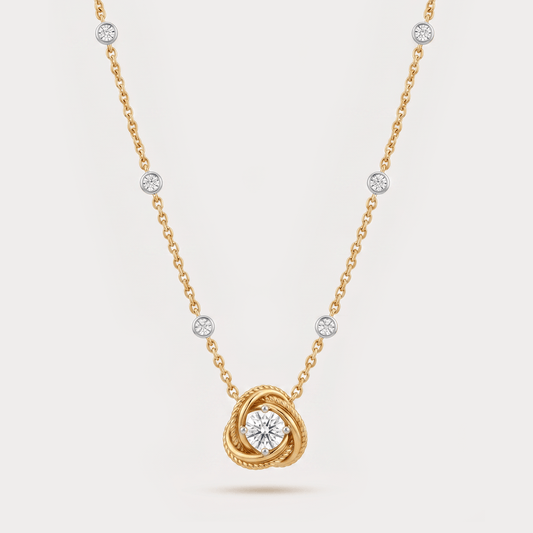 Promise Knot Rayonnante Pendant Diamond Necklace