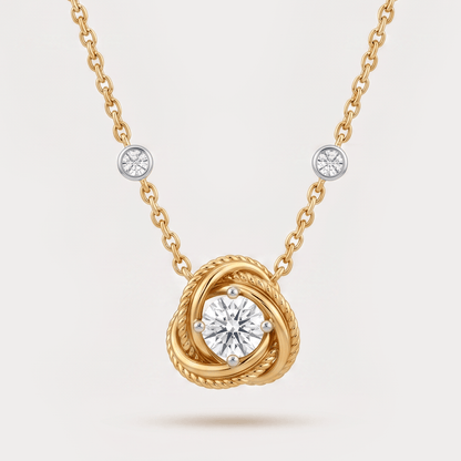 Promise Knot Rayonnante Pendant Diamond Necklace