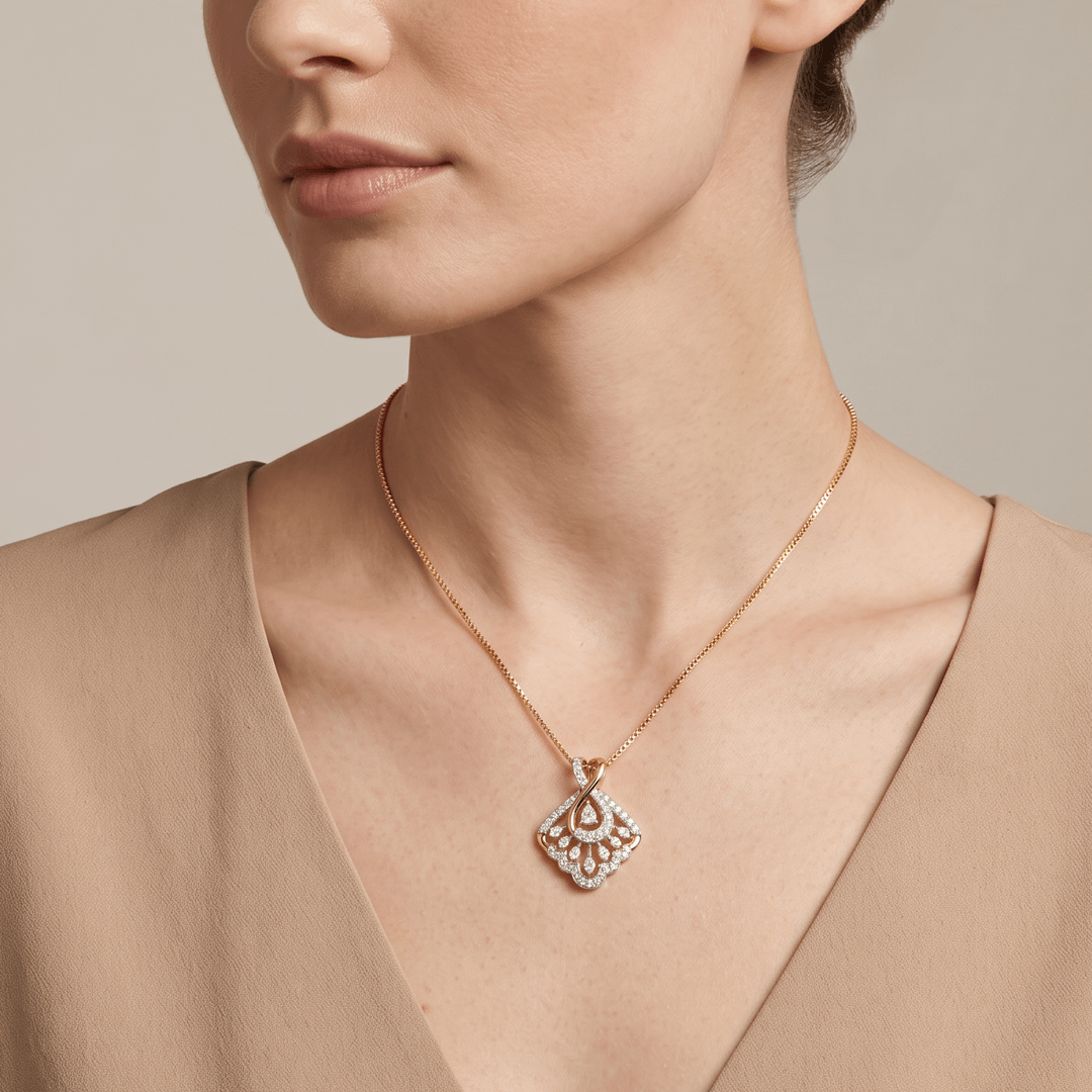 Maisongrace Floral Nakshatra Diamond Pendant Chain