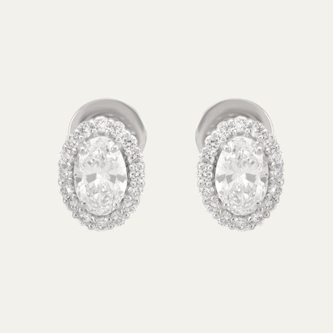 lab grown diamonds aukera lustrous oval halo white gold ear stud