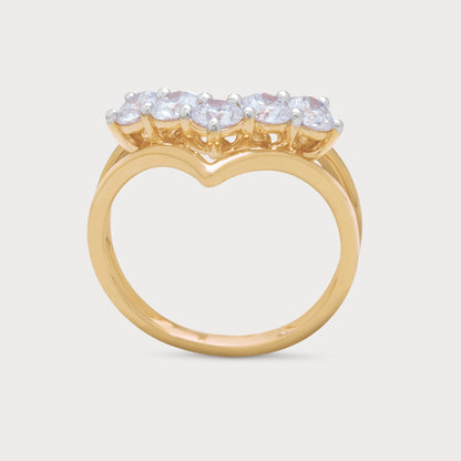 The Avienne Ring: elegant gold diamond ring featuring five brilliant round diamonds, perfect for engagement or anniversary.