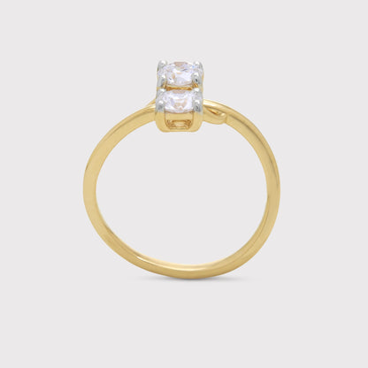 The Anedra Ring: a two-stone diamond gold ring for elegant everyday wear or special occasions, perfect for engagements or anniversaries.