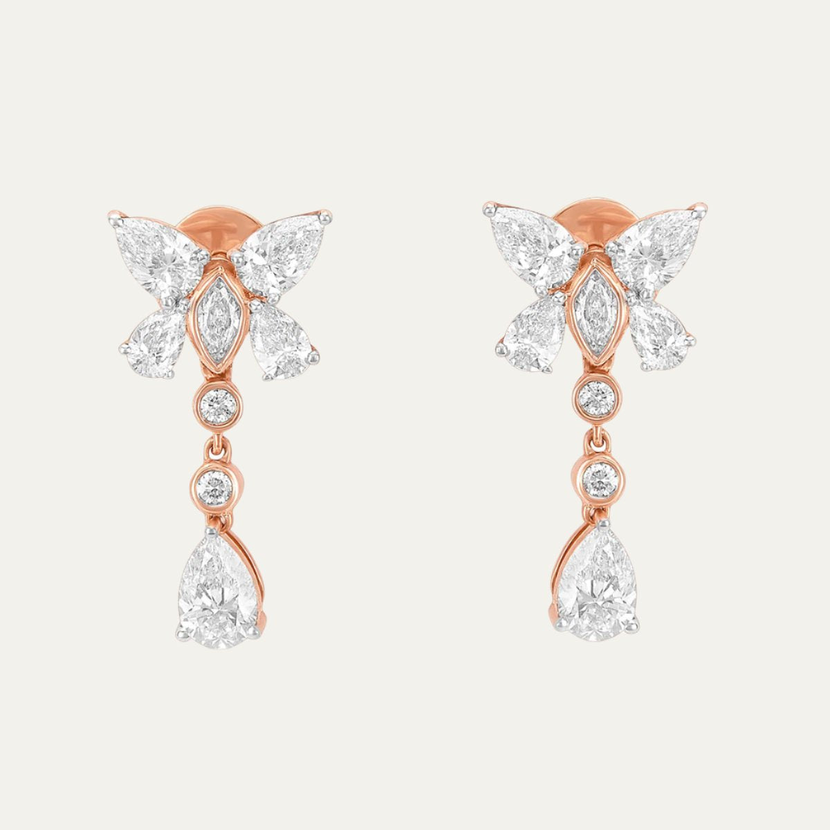 Aukera Lab Grown Diamonds-Rosé Wing Radiance Earrings