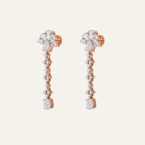 Aukera Lab Grown Diamonds-    Celestial Harmony Hoops -     White Gold Nakshatra Earrings