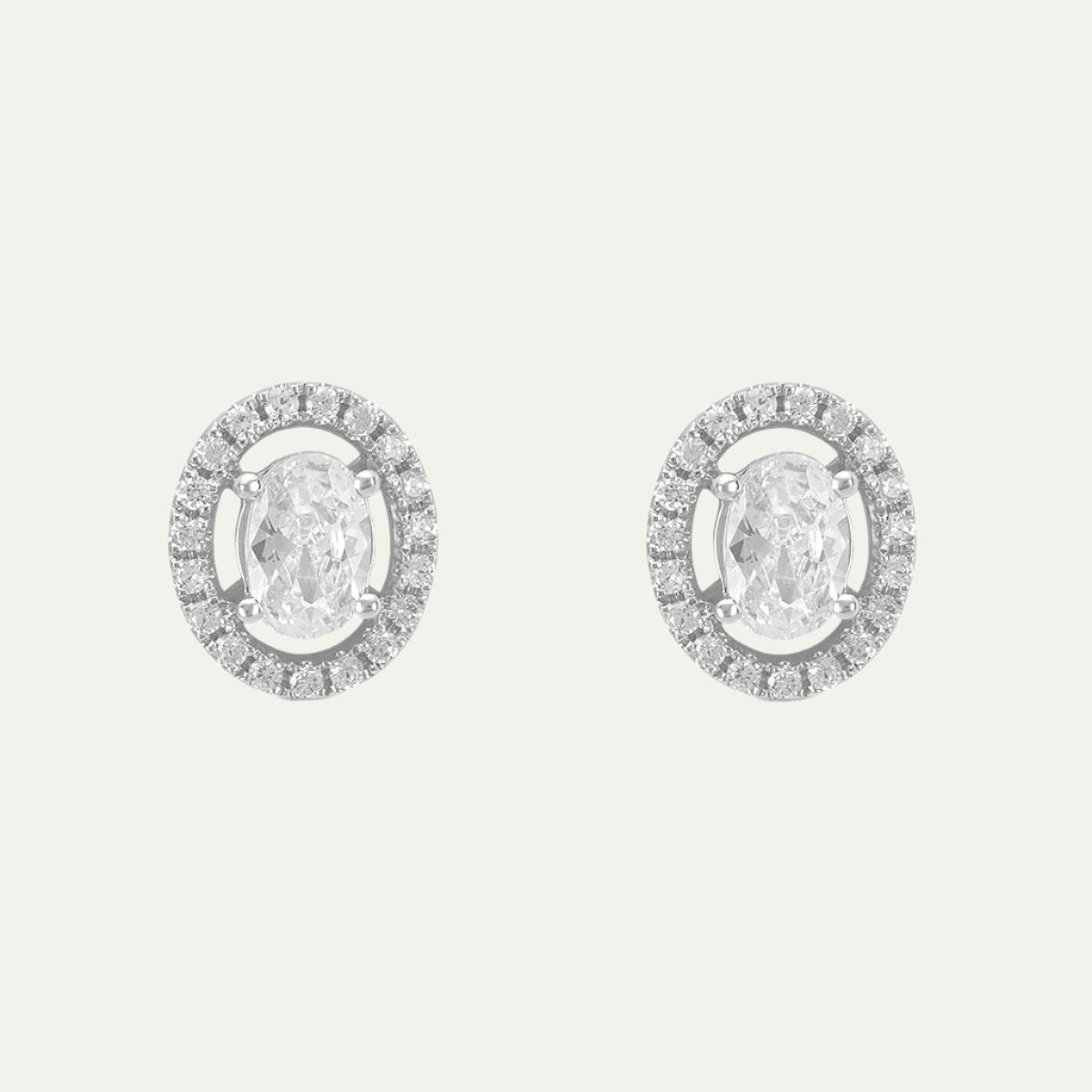 Aukera Lab Grown Diamonds-Eyes-On Halo Glam White Gold Studs