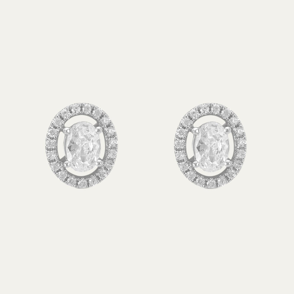 Aukera Lab Grown Diamonds-Eyes-On Halo Glam White Gold Studs