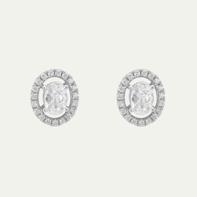 Aukera Lab Grown Diamonds-Eyes-On Halo Glam White Gold Studs