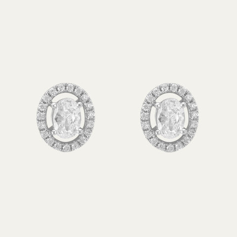 Aukera Lab Grown Diamonds-Eyes-On Halo Glam White Gold Studs