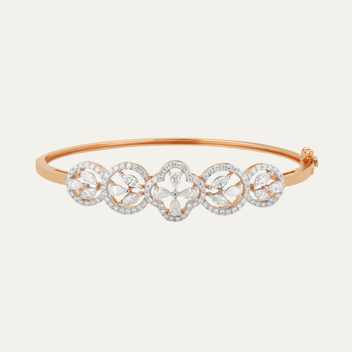 Aukera Lab Grown Diamonds-Golden Elegance Marquise and Pear Oval Bangle