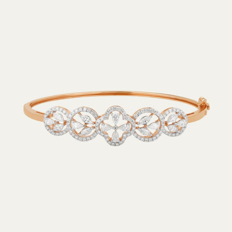 Aukera Lab Grown Diamonds-Golden Elegance Marquise and Pear Oval Bangle