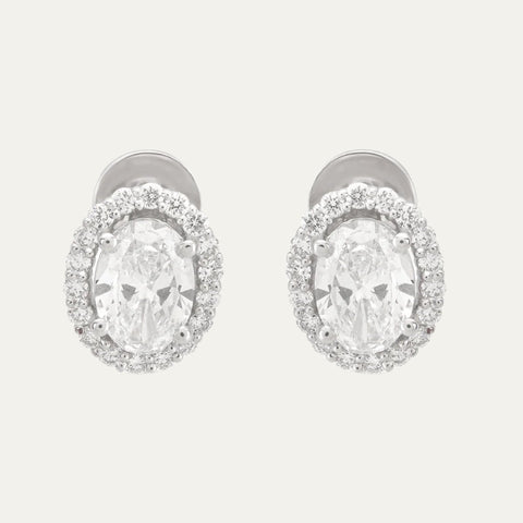 Aukera Lab Grown Diamonds-Ethereal Elegance Oval Halo Ear Stud