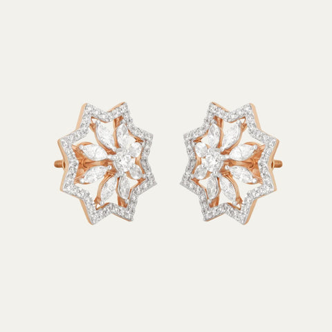 Aukera Lab Grown Diamonds-Stellar Radiance - Star Pattern Stud Earrings