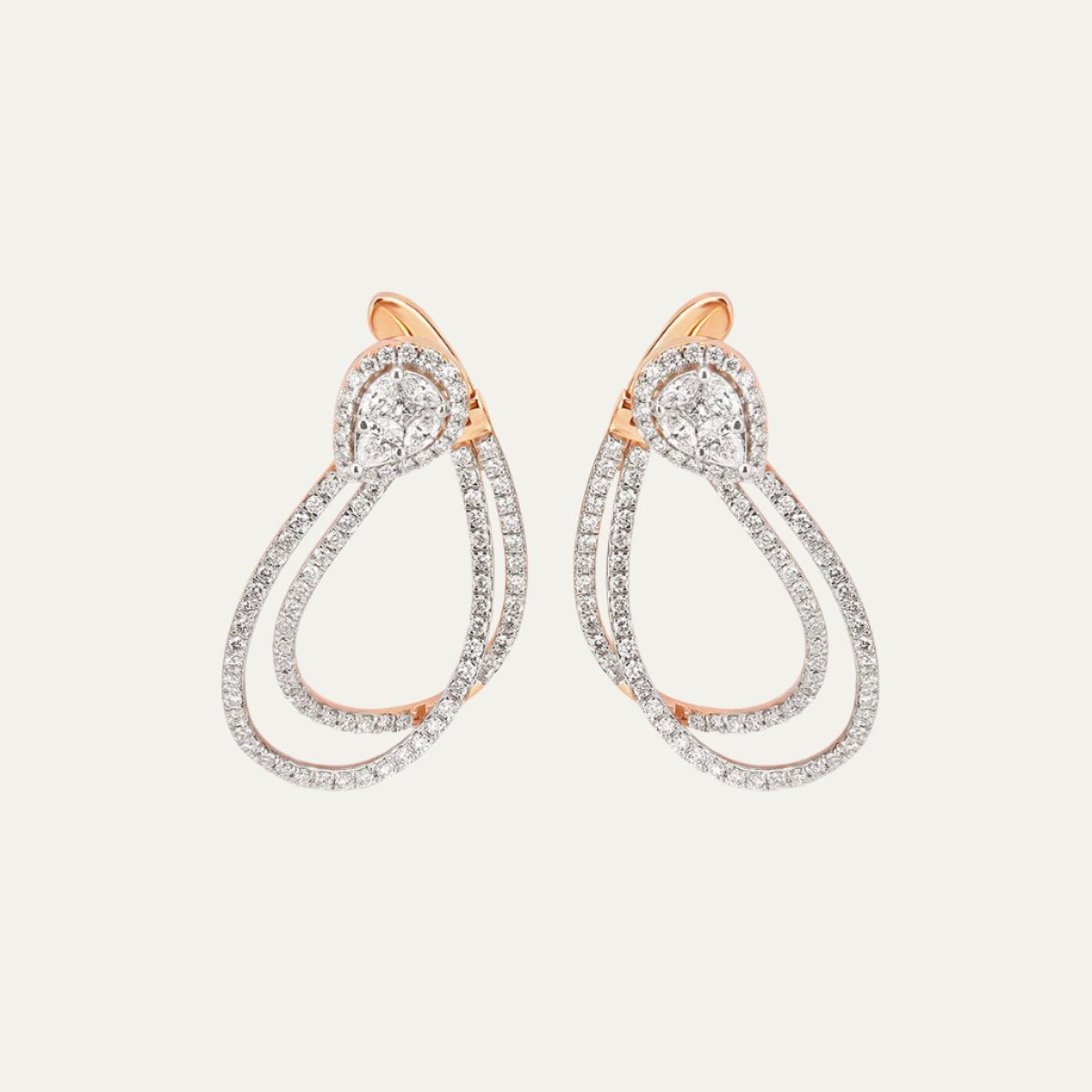 Aukera Lab Grown Diamonds-Rosy Radiance Hoops - Back-Front Elegance