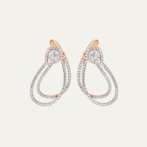 Aukera Lab Grown Diamonds-Rosy Radiance Hoops - Back-Front Elegance