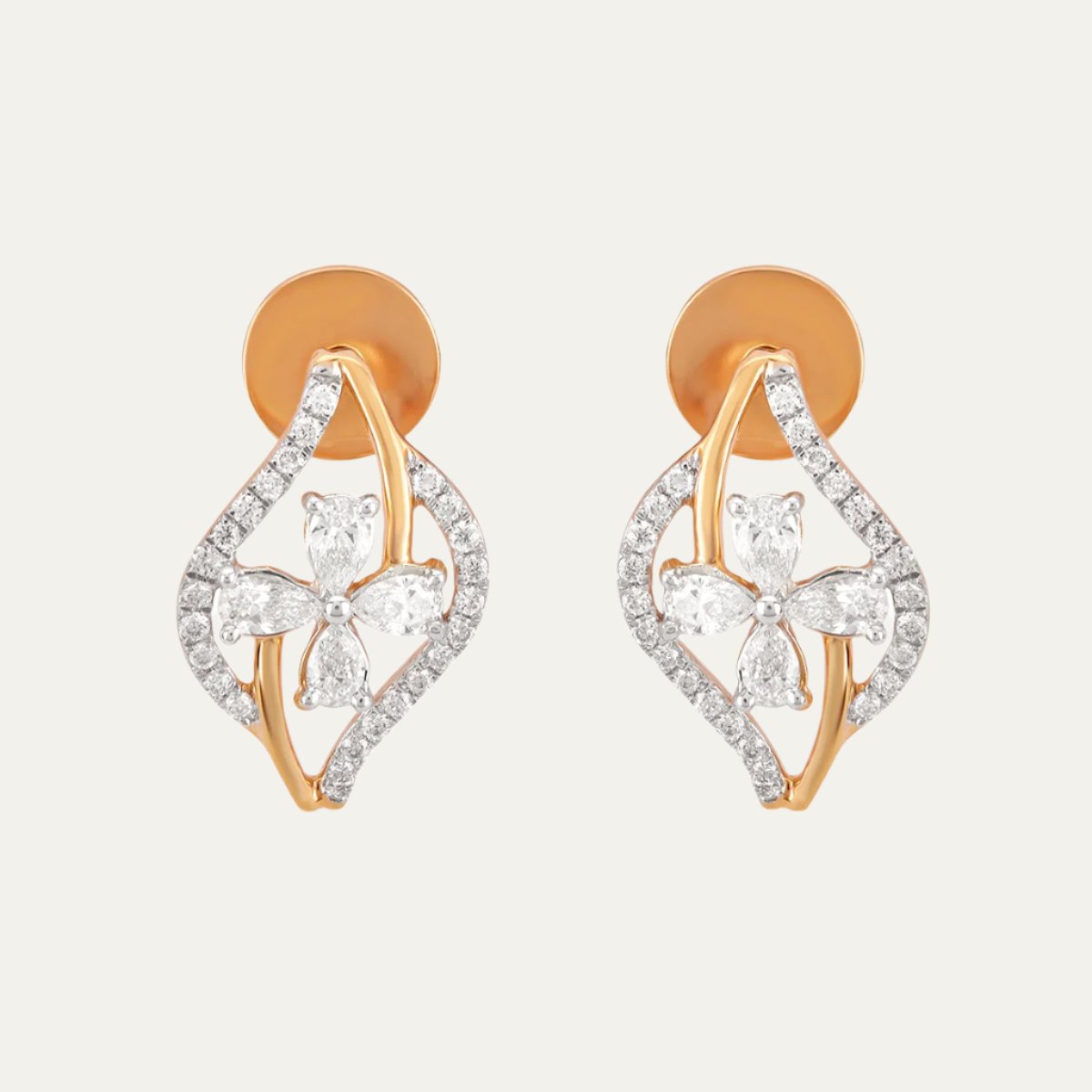 Aukera - Gilded Elegance - Pave Diamond Frame Stud Earrings