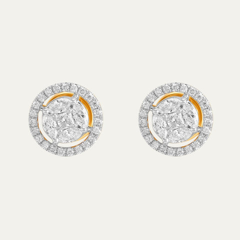 Aukera Lab Grown Diamonds-Sunlit Fantasy Fancy Diamond Halo Studs