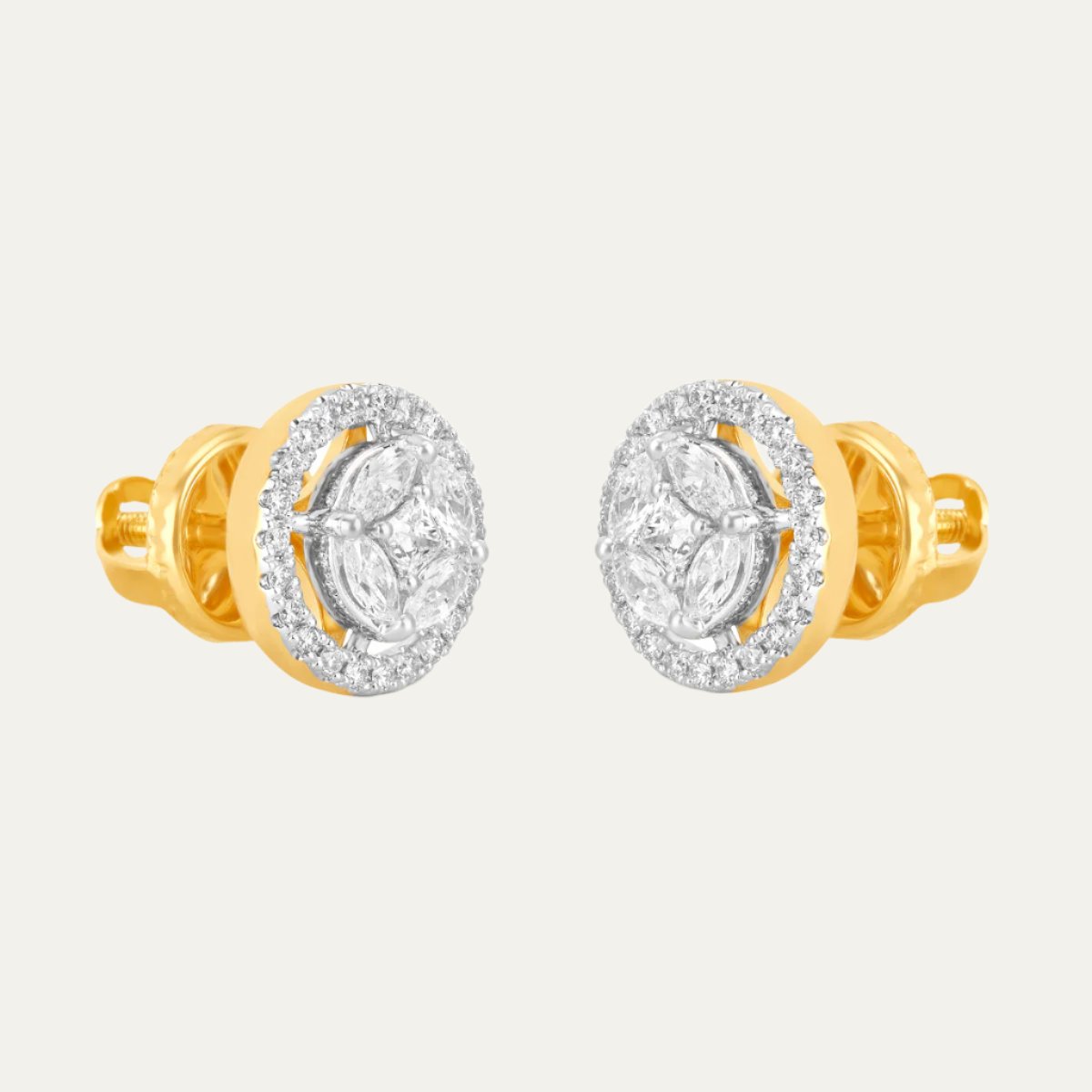 Aukera - Sunlit Fantasy Fancy Diamond Halo Studs