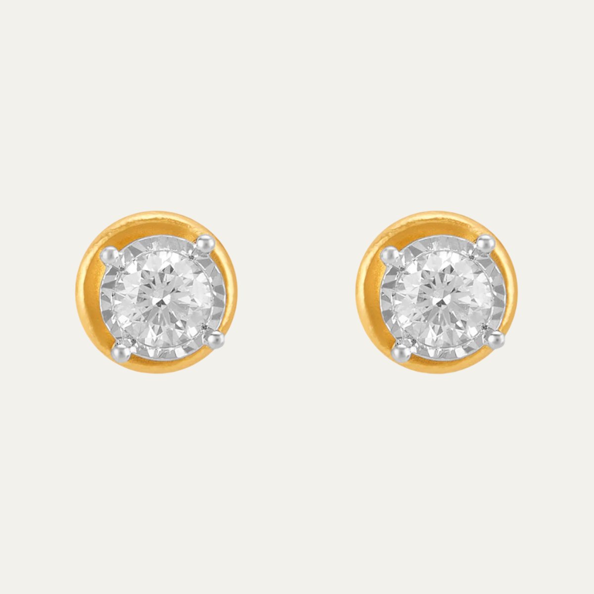 Aukera-Ethereal Radiance Risen Collet White Gold Stud Earrings