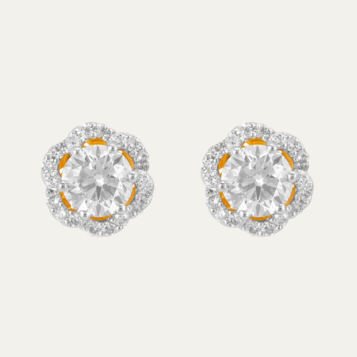 Aukera Lab Grown Diamonds-Rosaline Halo Stud Earrings