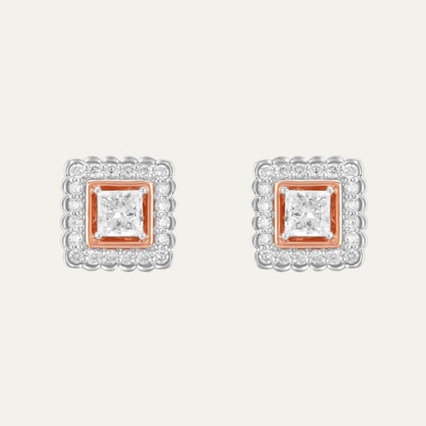 Aukera Lab Grown Diamonds-Golden Princess Halo Studs