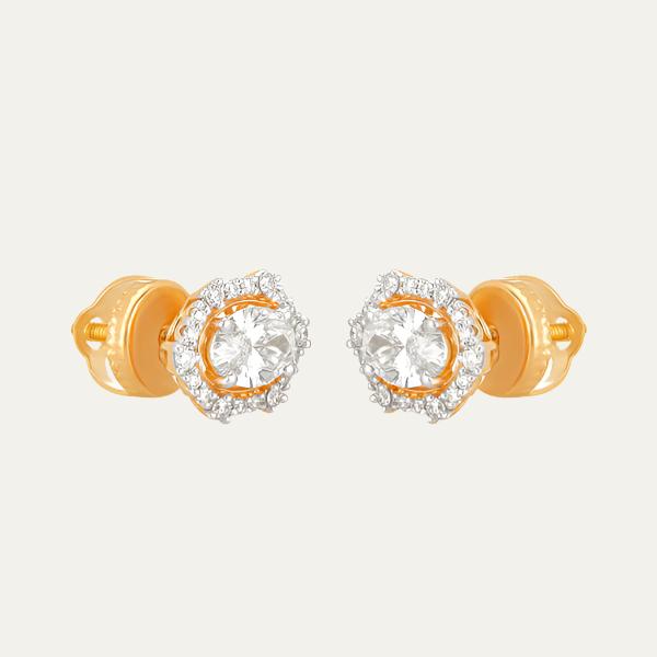 Aukera Lab Grown Diamonds-Gilded Hexa Halo -Halo Ear Studs