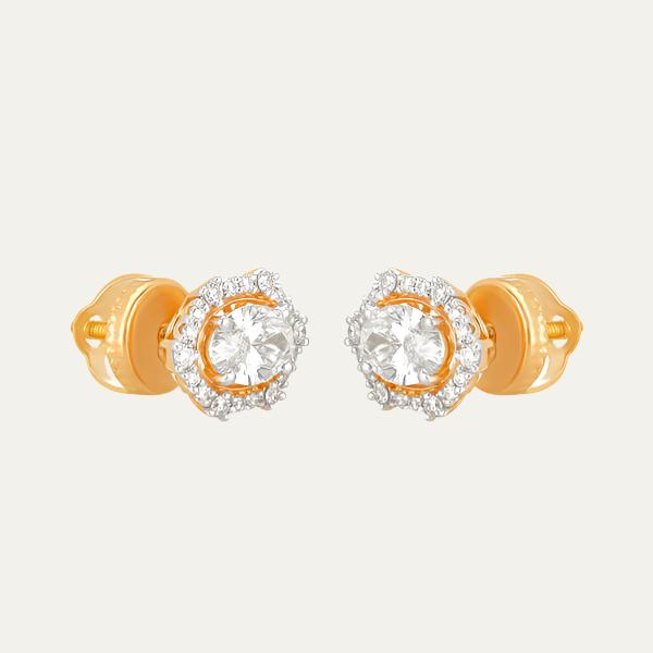 Aukera Lab Grown Diamonds-Gilded Hexa Halo -Halo Ear Studs