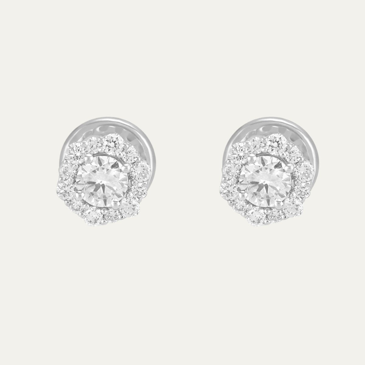 Aukera - Celestial Gemstone Radiance White Gold Halo Studs