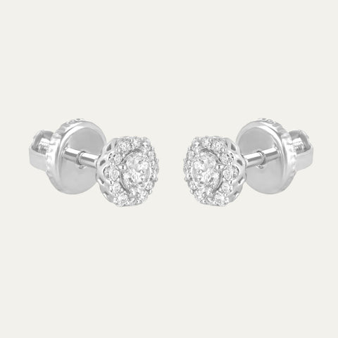 Lab Grown Diamonds Celestial Gemstone Radiance White Gold Halo Studs