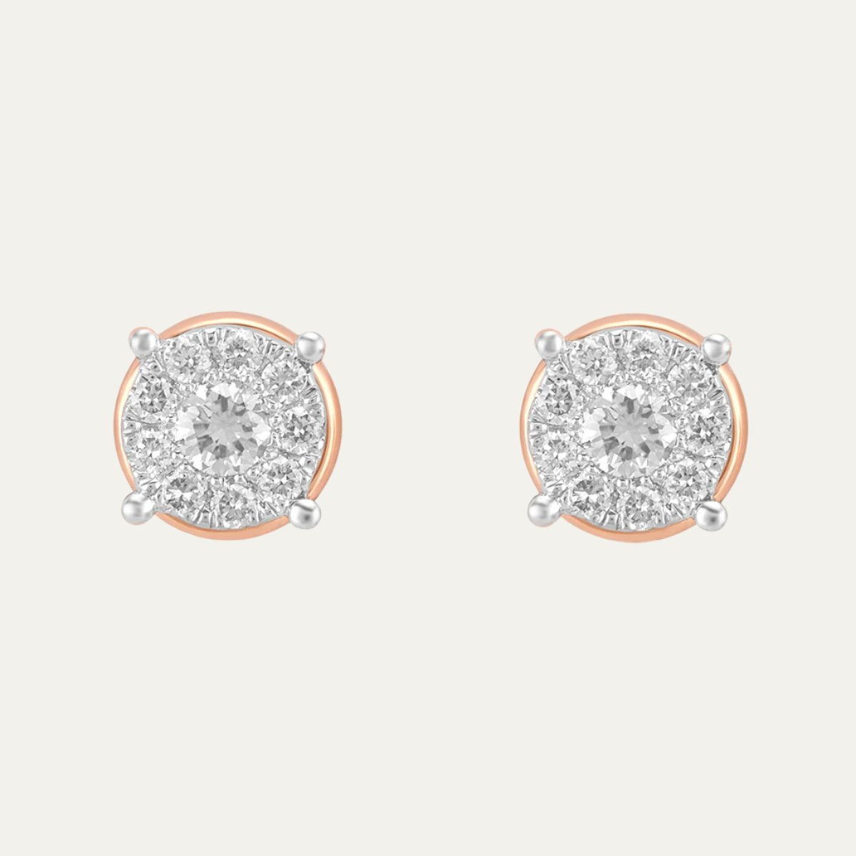 Aukera - Radiant Allure Rose Gold Halo Stud Earrings