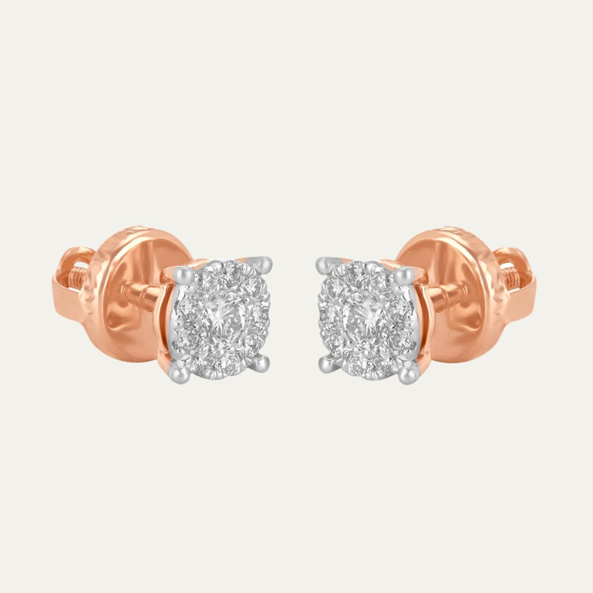 Aukera-Radiant Allure White Gold Halo Stud Earrings