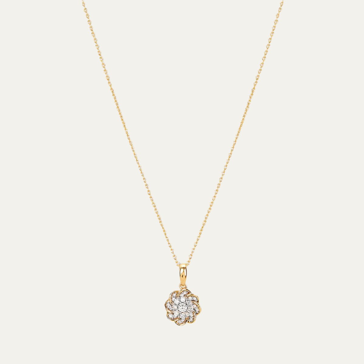 Aukera Lab Grown Diamonds-Golden Nakshatra Blooms -Floral Halo Pendant