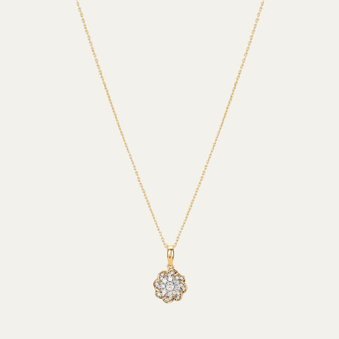 Aukera Lab Grown Diamonds-Golden Nakshatra Blooms -Floral Halo Pendant