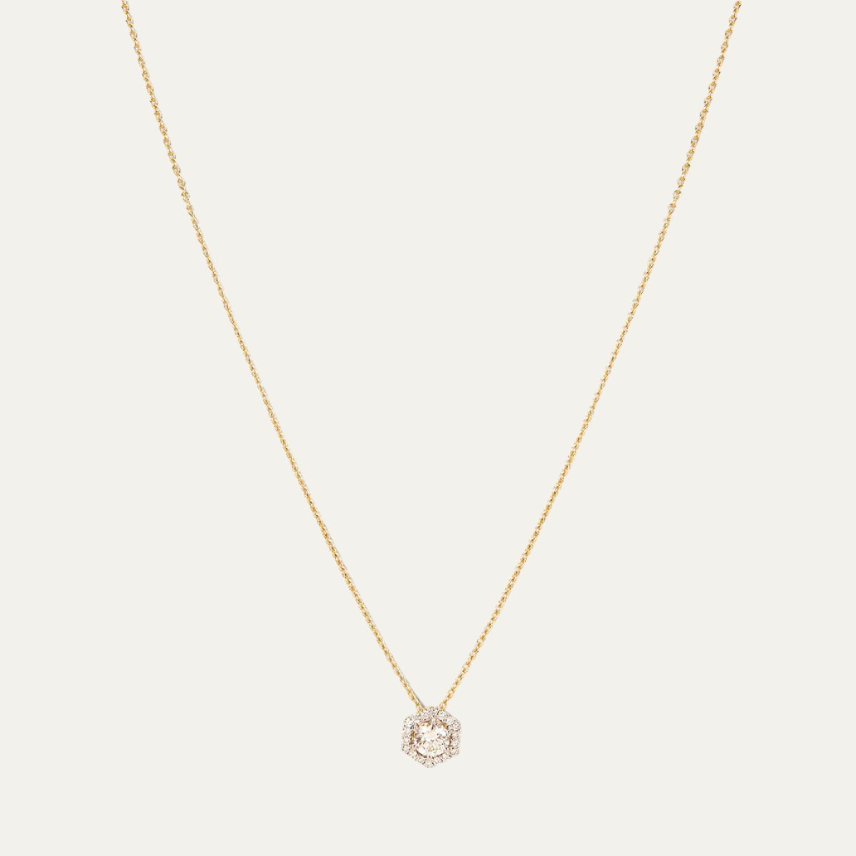 Aukera Lab Grown Diamonds-Golden Luminaire - Pave Solitaire Pendant