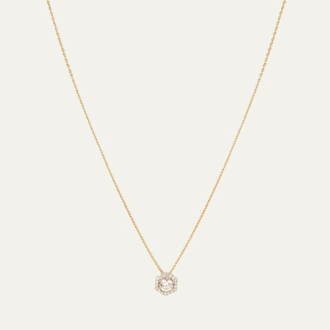 Aukera Lab Grown Diamonds-Golden Luminaire - Pave Solitaire Pendant