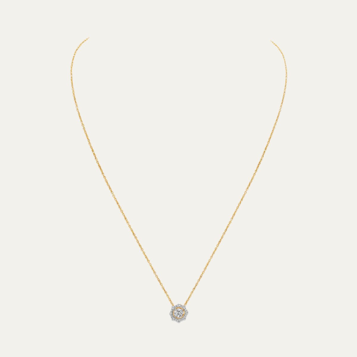 Aukera Lab Grown Diamonds-Golden OctaGlow Diamond Pendant