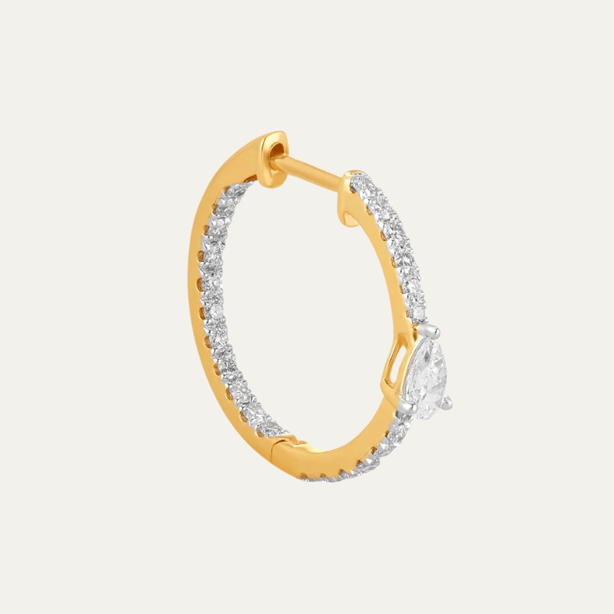 Aukera - Pear Sparkle Embrace White Gold Hoops