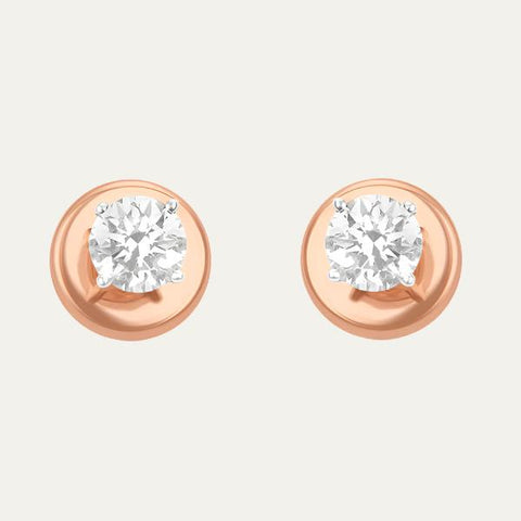 18K gold Solitaire women earring studs