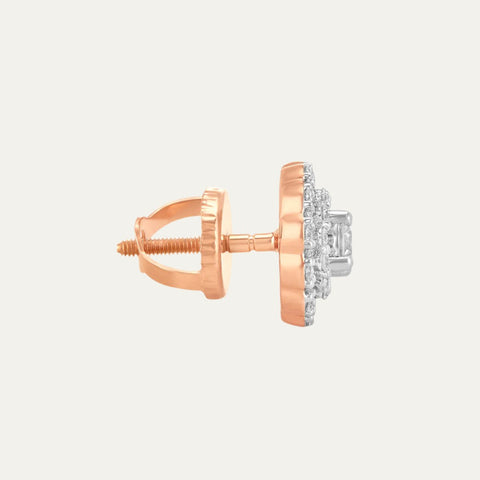 rose gold circle diamond earrings