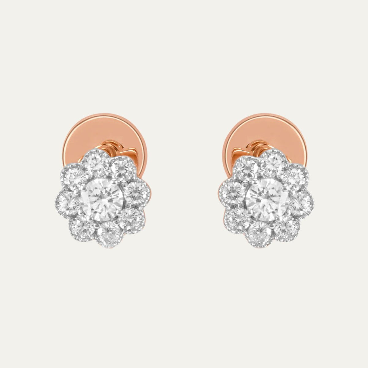 Aukera - Radiant Rosette Diamond Floral Stud Earrings