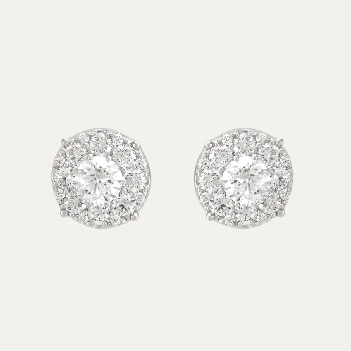 Aukera Lab Grown Diamonds-Dazzling Halo Essence - Solitaire Ear Studs