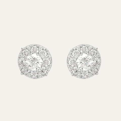 Aukera Lab Grown Diamonds-Dazzling Halo Essence - Solitaire Ear Studs