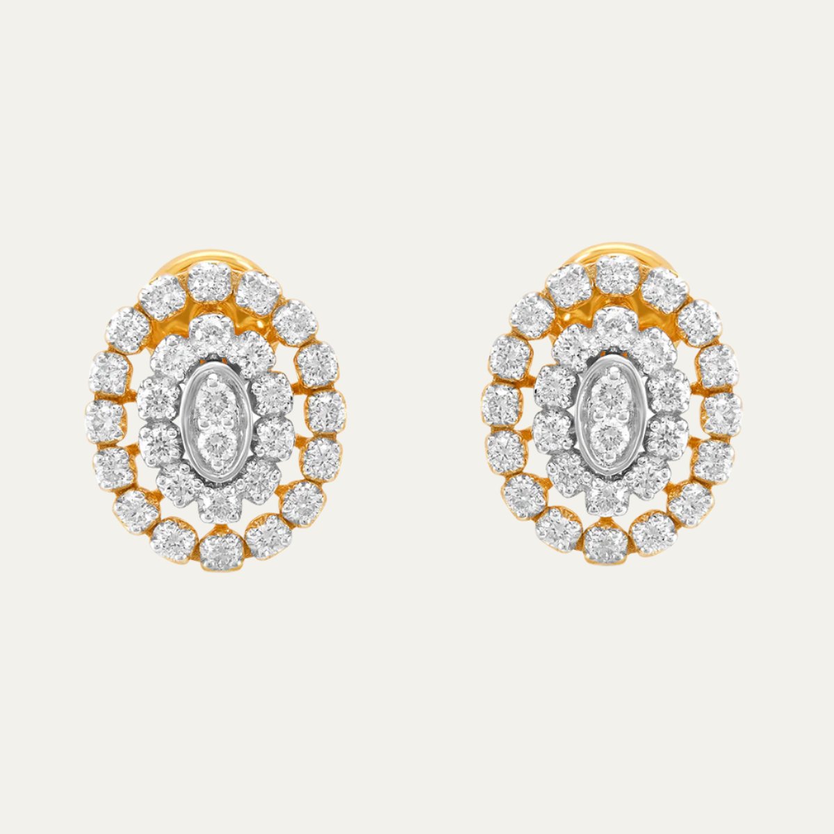 Aukera Lab Grown Diamonds-Golden Enchantment Halo Stud Earrings