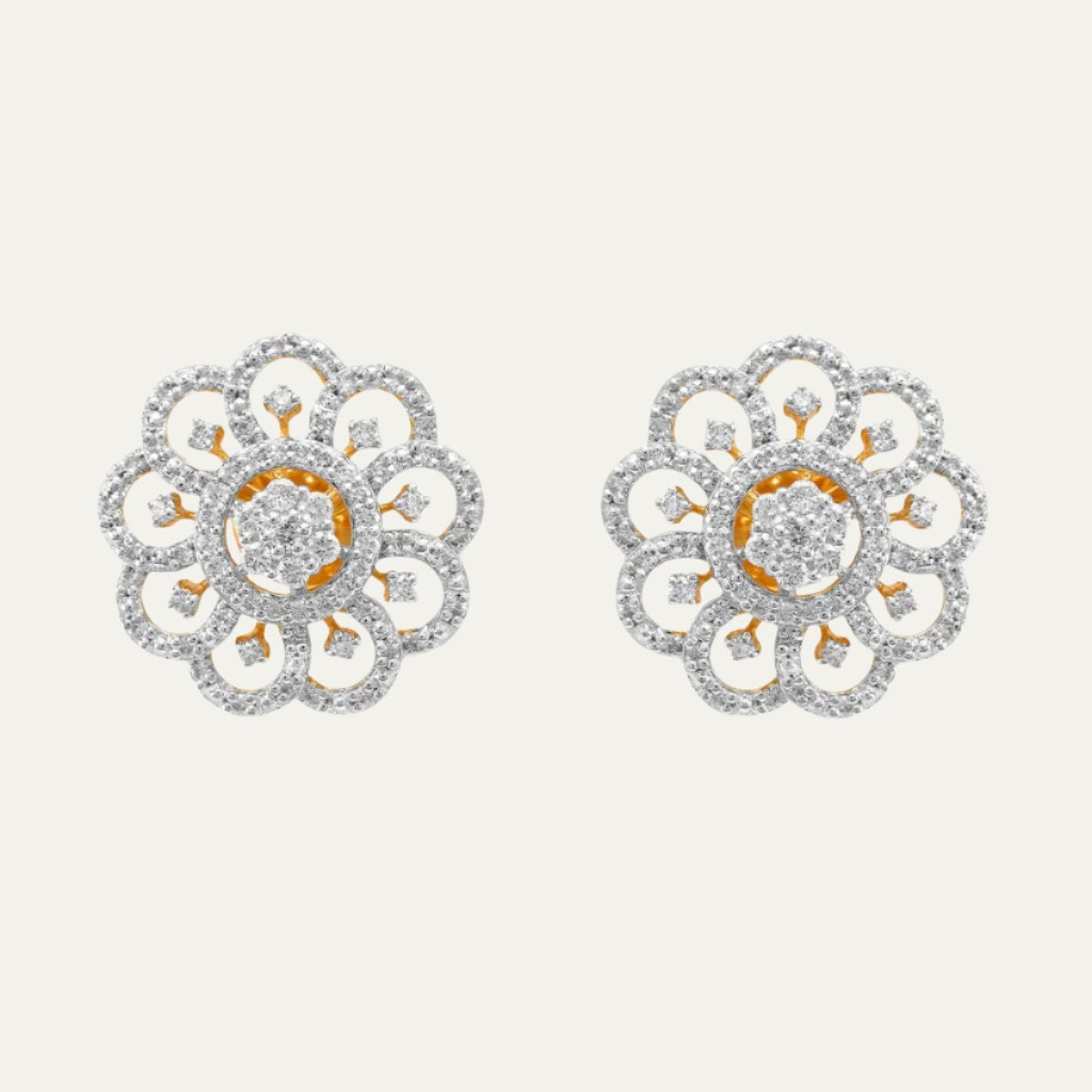 Aukera Lab Grown Diamonds-Golden Petal Cluster Studs