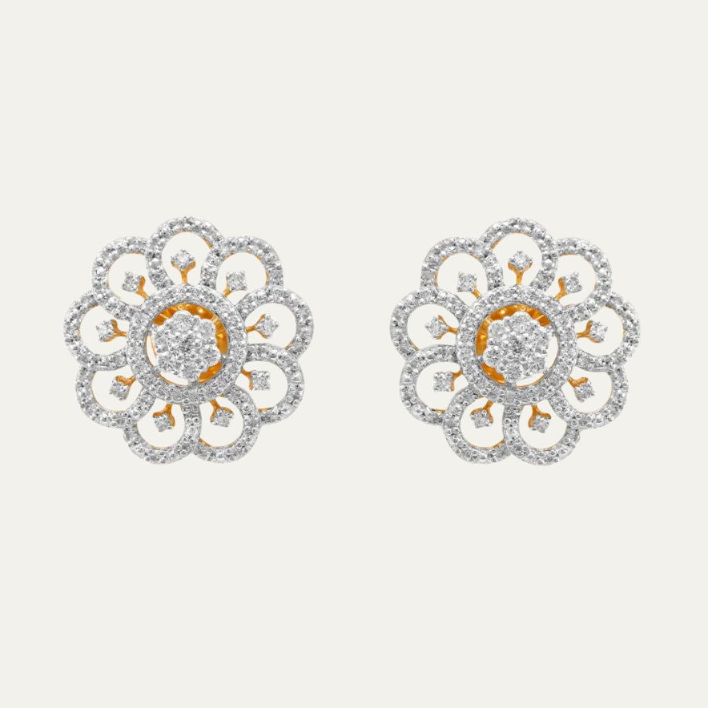 Aukera Lab Grown Diamonds-Golden Petal Cluster Studs